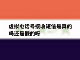 虚拟电话号接收短信是真的吗还是假的呀的简单介绍