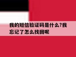 关于我的短信验证码是什么?我忘记了怎么找回呢的信息