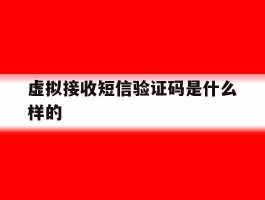 虚拟接收短信验证码是什么样的