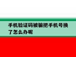 手机验证码被骗把手机号换了怎么办呢