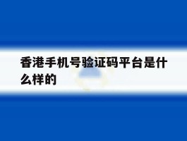 香港手机号验证码平台是什么样的