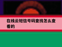 在线云短信号码查找怎么查看的
