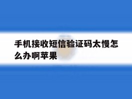 手机接收短信验证码太慢怎么办啊苹果