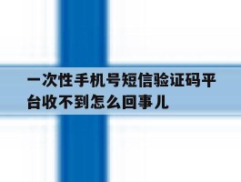 一次性手机号短信验证码平台收不到怎么回事儿的简单介绍