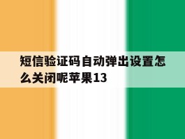 包含短信验证码自动弹出设置怎么关闭呢苹果13的词条
