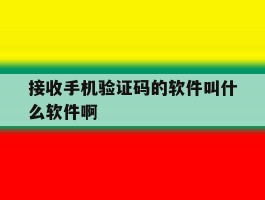 接收手机验证码的软件叫什么软件啊