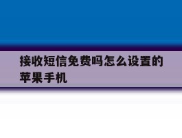 关于接收短信免费吗怎么设置的苹果手机的信息