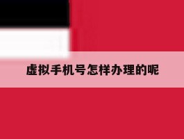 虚拟手机号怎样办理的呢