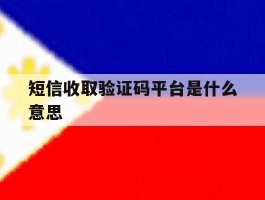 短信收取验证码平台是什么意思