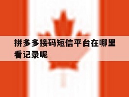 拼多多接码短信平台在哪里看记录呢