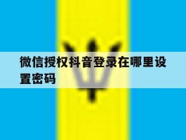微信授权抖音登录在哪里设置密码