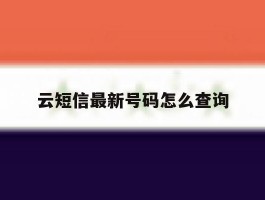 云短信最新号码怎么查询