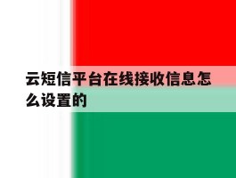 云短信平台在线接收信息怎么设置的
