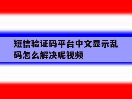 短信验证码平台中文显示乱码怎么解决呢视频