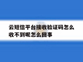 云短信平台接收验证码怎么收不到呢怎么回事的简单介绍