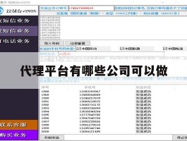 代理平台有哪些公司可以做