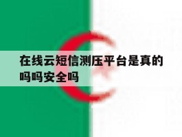 关于在线云短信测压平台是真的吗吗安全吗的信息