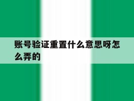 账号验证重置什么意思呀怎么弄的