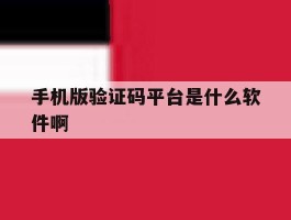 手机版验证码平台是什么软件啊