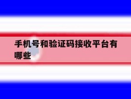 手机号和验证码接收平台有哪些