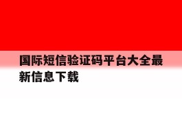 国际短信验证码平台大全最新信息下载