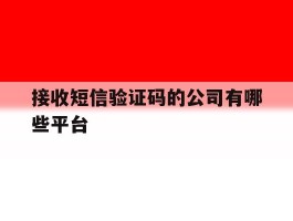 接收短信验证码的公司有哪些平台