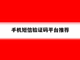 手机短信验证码平台推荐