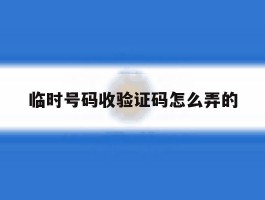临时号码收验证码怎么弄的