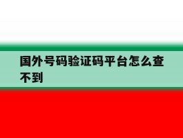 国外号码验证码平台怎么查不到
