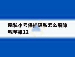 隐私小号保护隐私怎么解除呢苹果12
